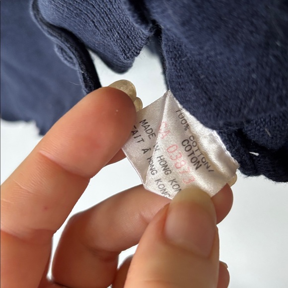 Vintage Floral Embroidered Cotton Cardigan Navy Cottagecore Sweater S/M - Picture 7 of 9